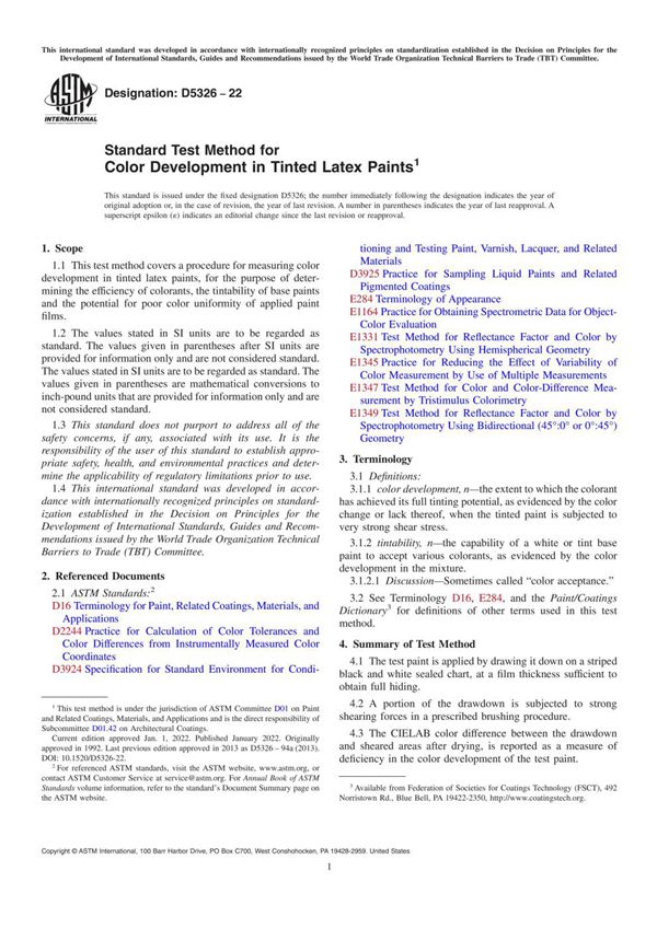 ASTM D5326-22 有色乳胶漆显色的标准试验方法