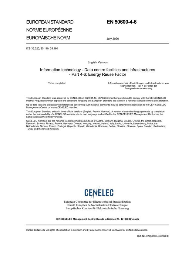 EN 50600-4-6-2020 信息技术 数据中心设施和基础设施 第4-2部分 电力使用效率