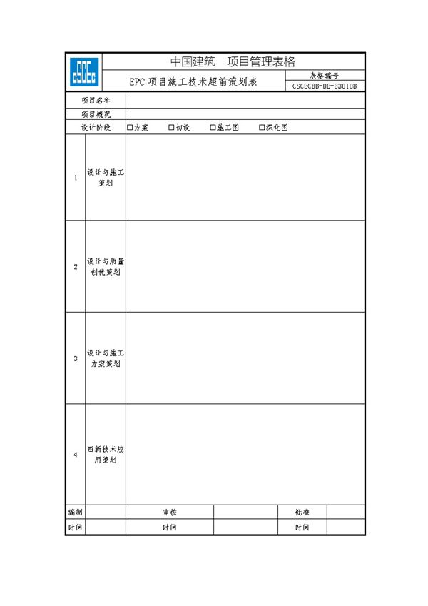 EPC项目施工技术超前策划表