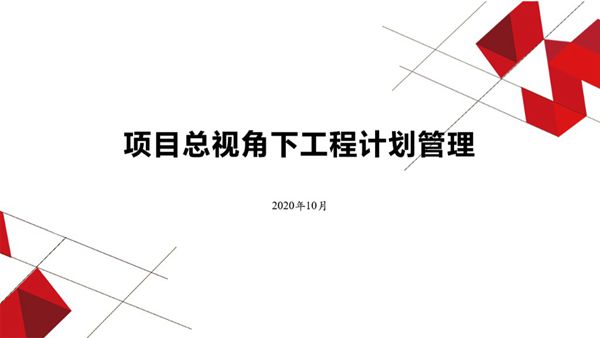 项目总视角下工程计划管理
