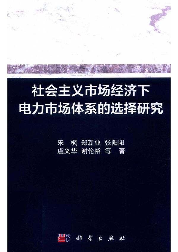 社会主义市场经济下电力市场体系的选择研究 宋枫等著 (2020版)