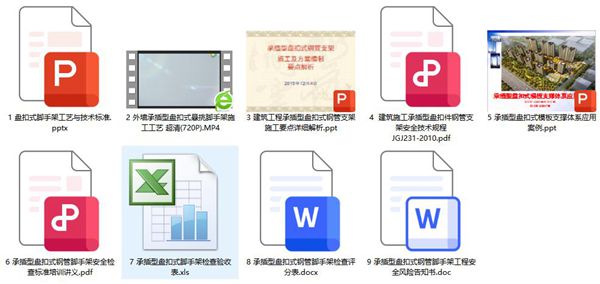 承插型盘扣式钢管脚手架全套培训资料(含ppt课件、视频、表格、方案共9个文件)