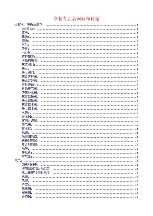安装工程入门专业名词解释(附照片)、安装专业必看 word版可编辑