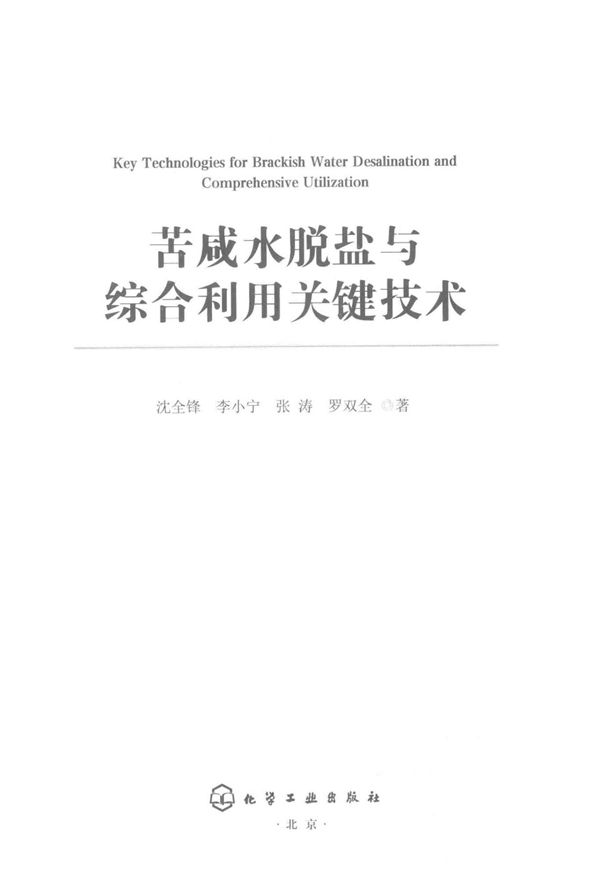 苦咸水脱盐与综合利用关键技术 2017年