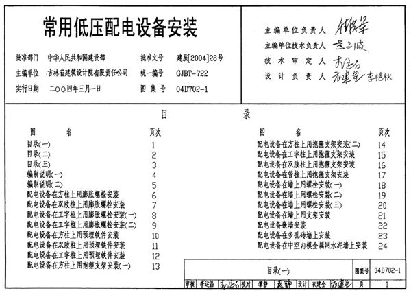 04D702-1(图集)常用低压配电设备安装图集